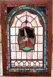 Stained Glass Window with Jesus Praying
